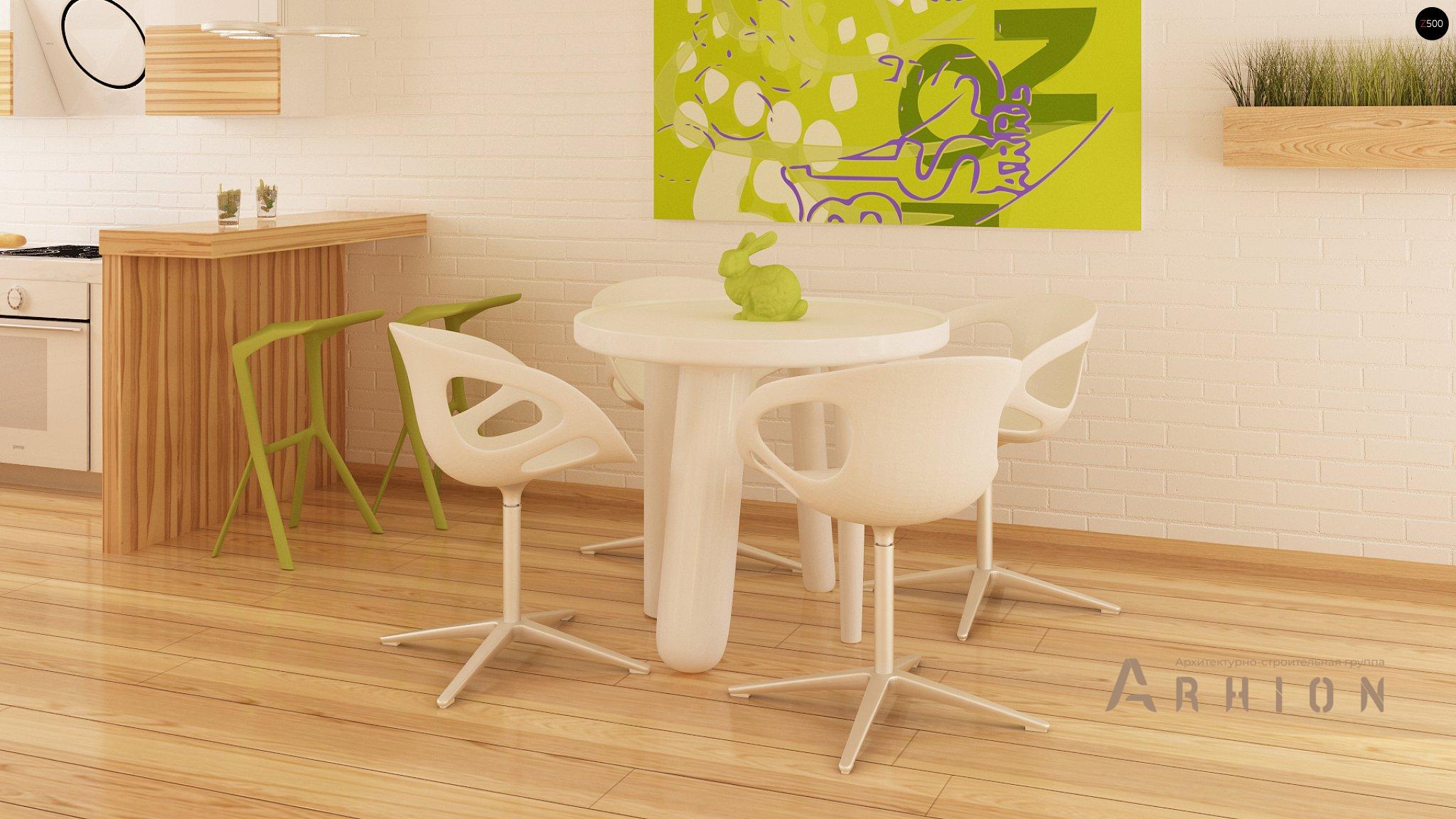 6. Проект одноэтажного дома в европейском стиле с двускатной кровлей, Z40 os, площадью - 142 кв c мансардой